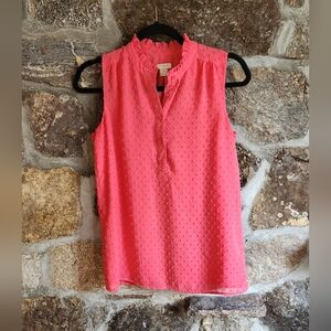 J Crew Shirt Womens Size 2 Coral Swiss Dot Blouse Top